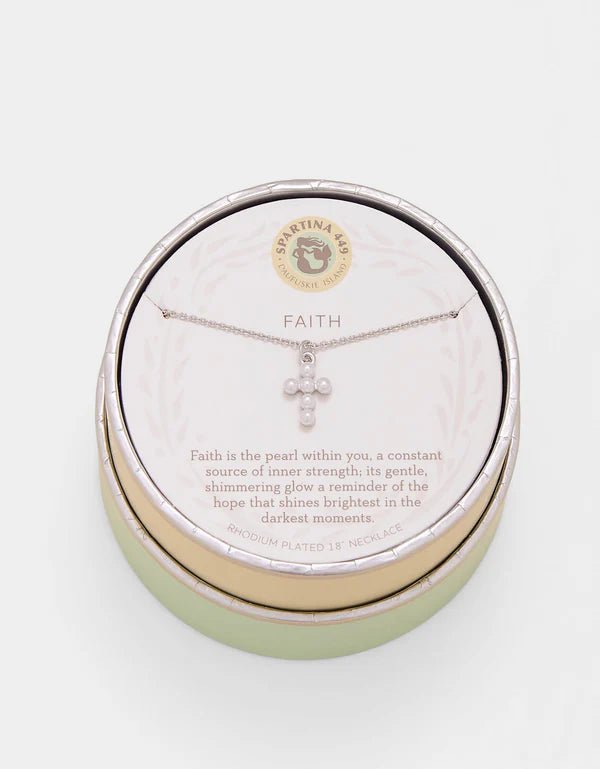 Spartina Sea La Vie Necklace Faith | Pearl Cross | Silver