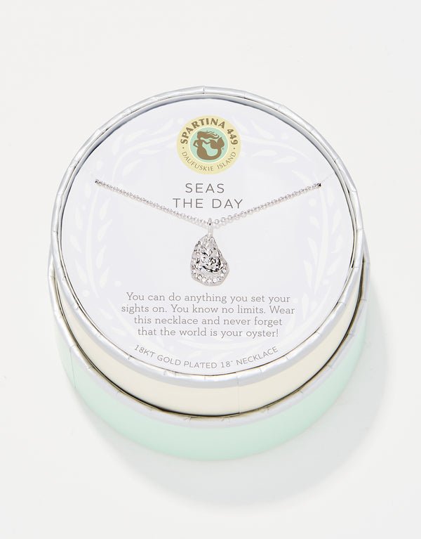 Spartina Sea La Vie Seas the Day Oyster Shell Necklace | Silver - Juli's Wearable Art