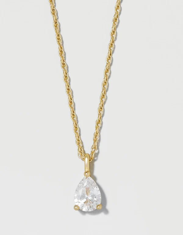 Spartina Sea La Vie Shine Exceptional Necklace | Pear-Cut Clear Crystal | Gold