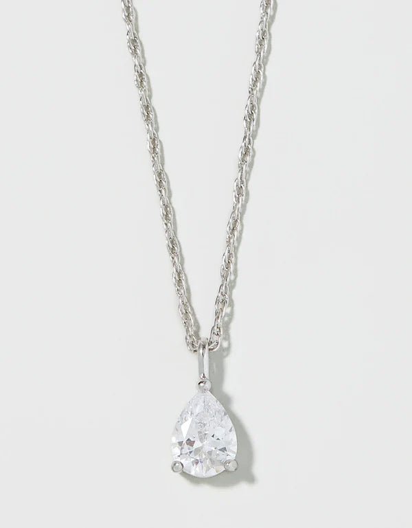 Spartina Sea La Vie Shine Exceptional Necklace | Pear-Cut Clear Crystal | Silver