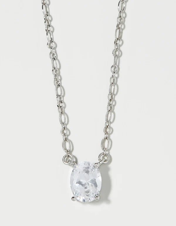 Spartina Sea La Vie Shine Inspiring Necklace | Oval-Cut Clear Crystal | Silver