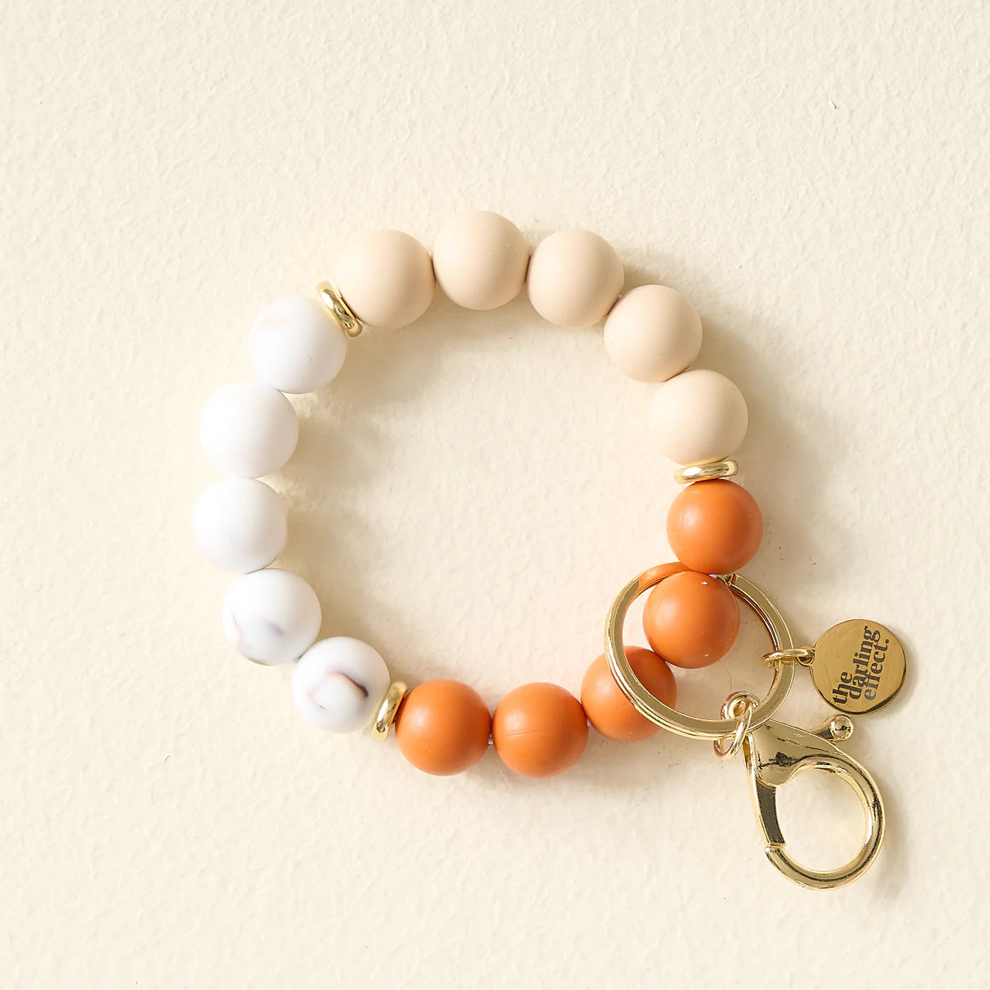 Hands-Free Silicone Beaded Key Chain Wristlet - Pumpkin Spice