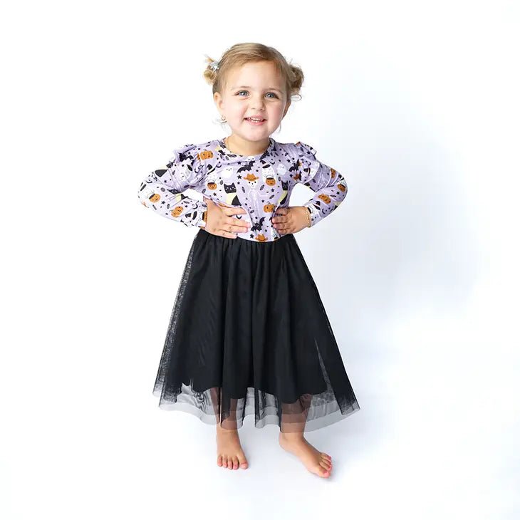 Spooky Cute Halloween Purple Bamboo Tulle Twirl Dress - Juli's Wearable Art