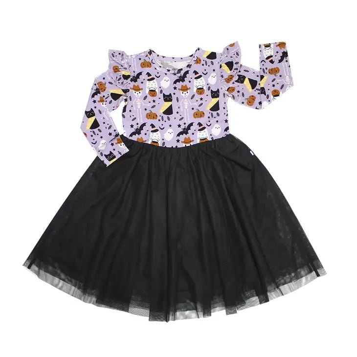 Spooky Cute Halloween Purple Bamboo Tulle Twirl Dress - Juli's Wearable Art