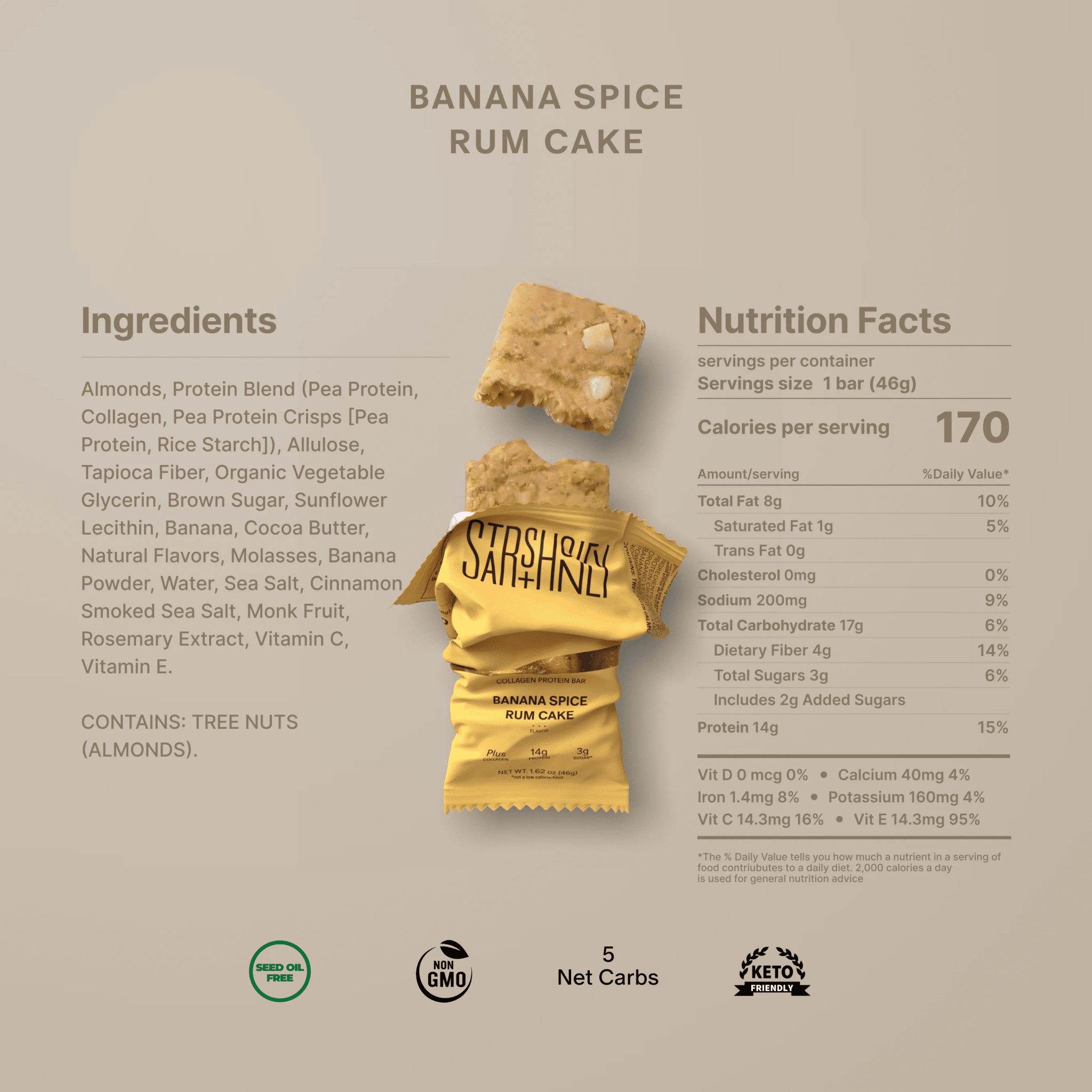 Stars + Honey Banana Spice Rum Cake - The Collagen Protein Bar - Juli's Wearable Art