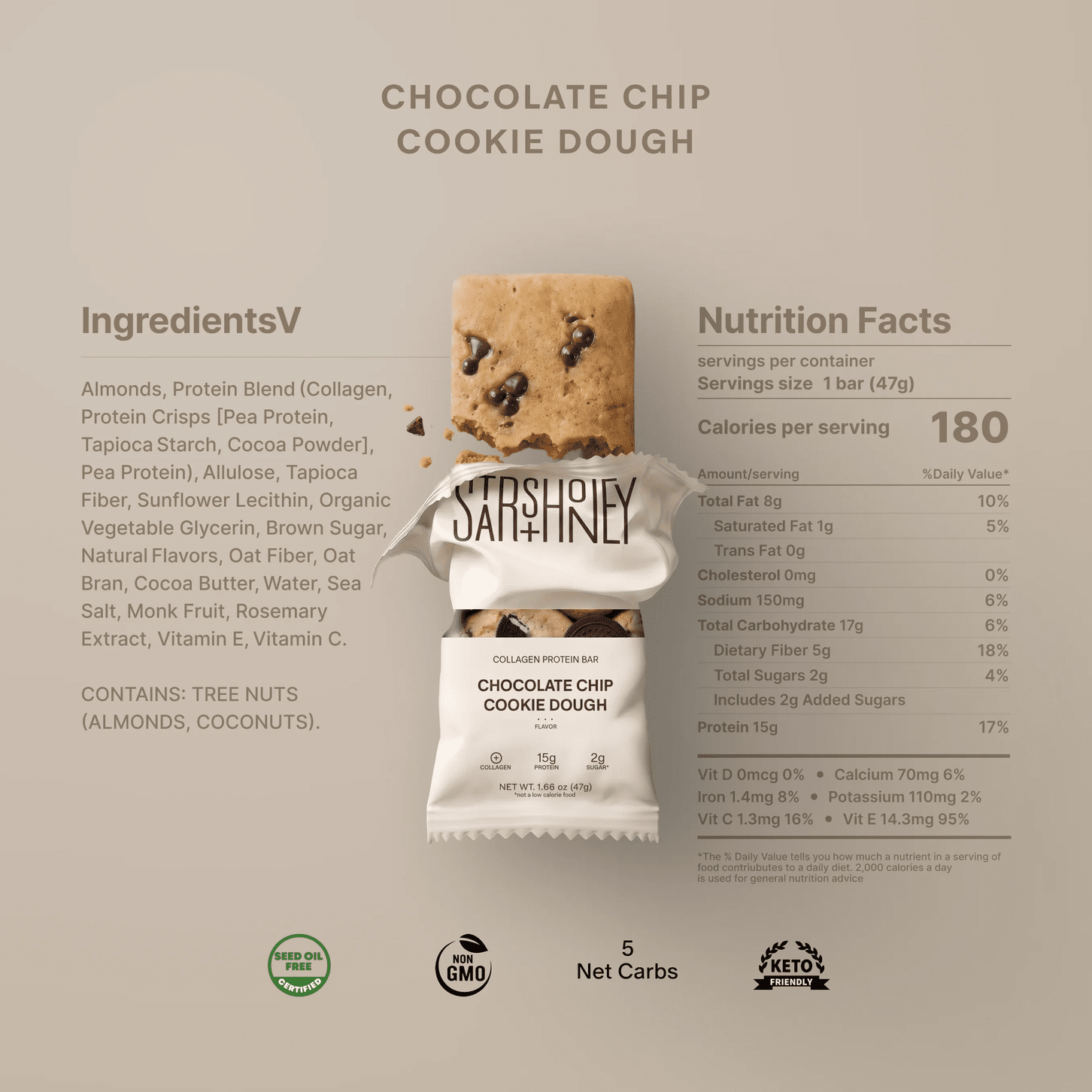 Stars + Honey Chocolate Chip Cookie Dough Bars – The Collagen Protein Bar - Juli's Wearable Art