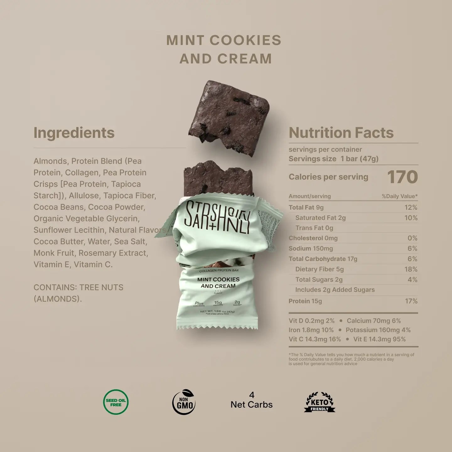 Stars + Honey Mint Cookies and Cream– The Collagen Protein Bar - Juli's Wearable Art