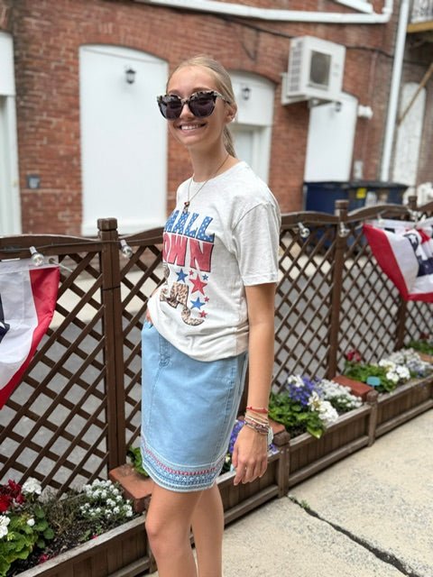 Stars & Stripes Denim Skort - Juli's Wearable Art