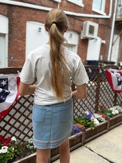 Stars & Stripes Denim Skort - Juli's Wearable Art