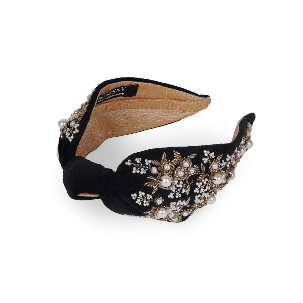 Statement Headband | Aurora Luxe - Black & Gold - Juli's Wearable Art