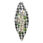 Statement Headband | Ivory Blossom Gingham - Juli's Wearable Art