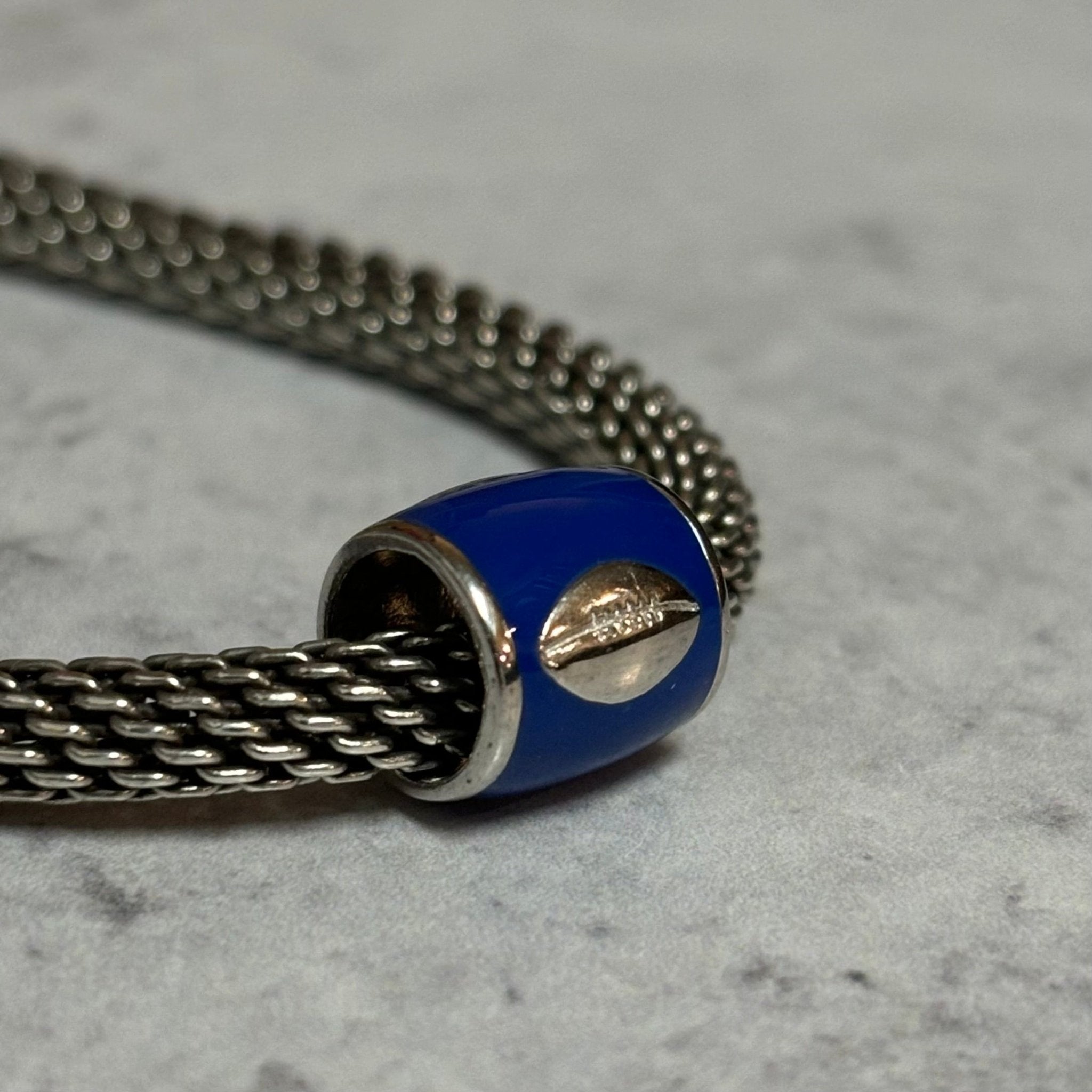 Sterling Silver & Blue Football Bead - Juli's Wearable Art