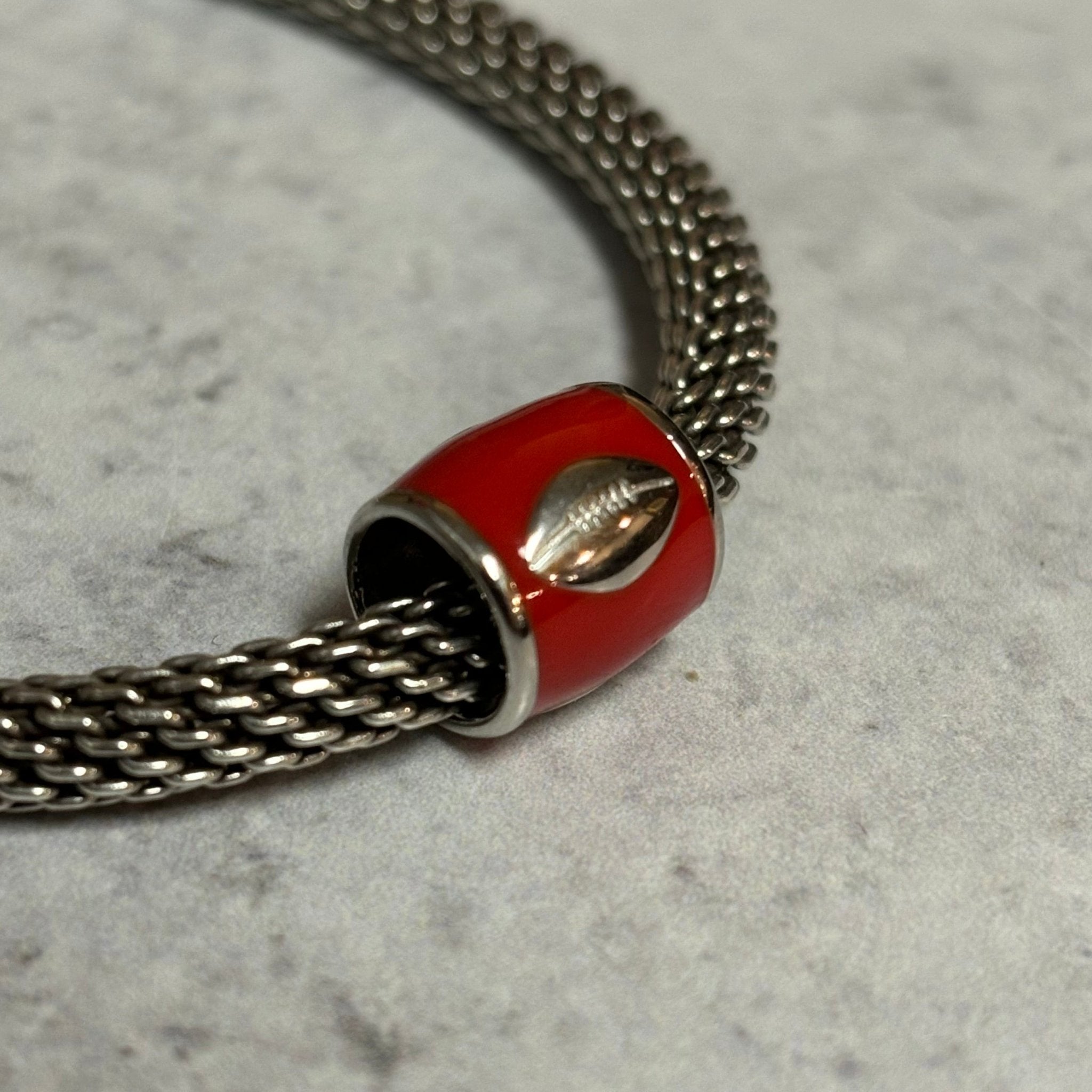 Sterling Silver & Red Football Bead - Juli's Wearable Art