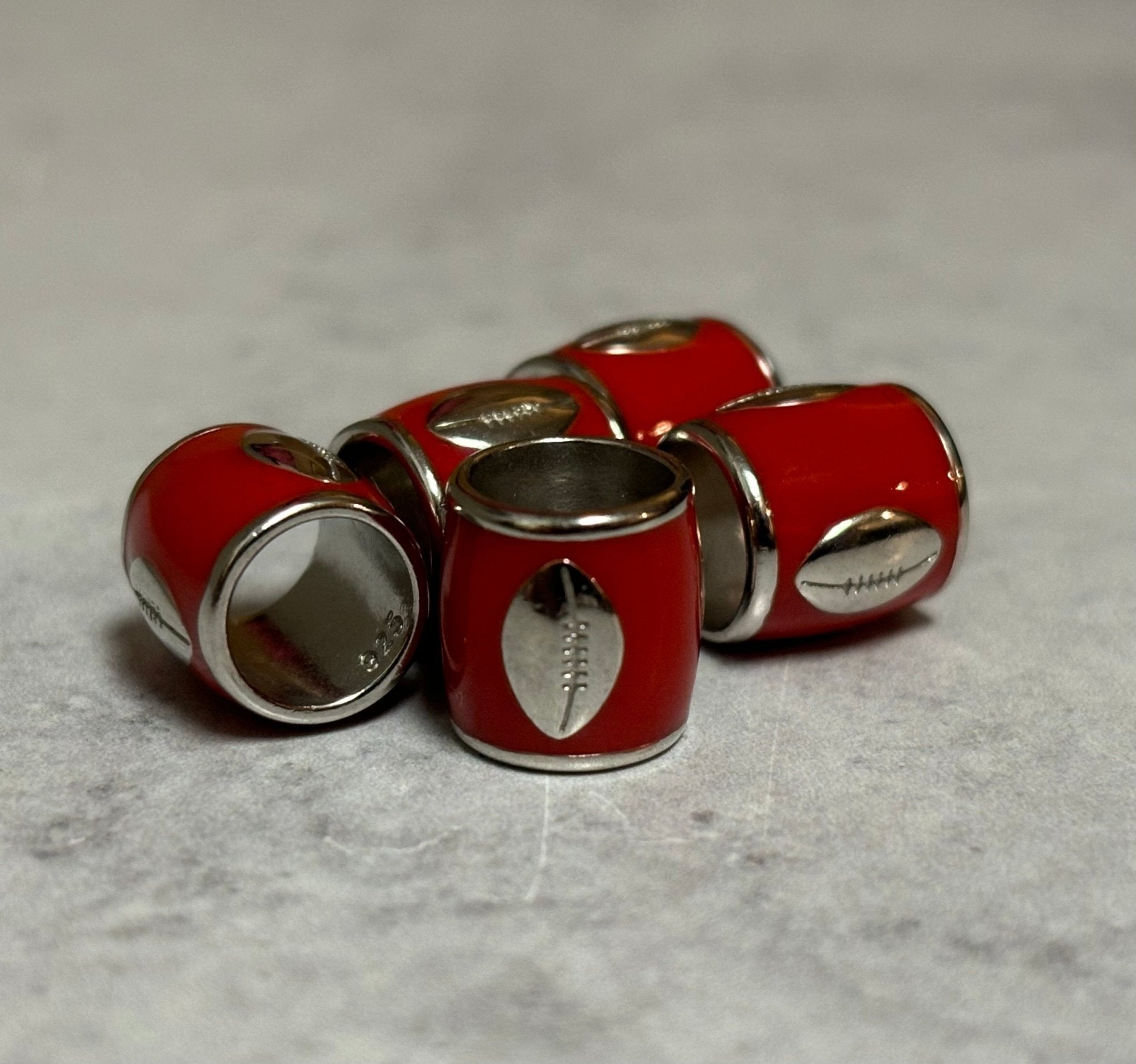 Sterling Silver & Red Football Bead - Juli's Wearable Art