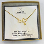 Stethoscope Necklace | Nurse Appreciation | Gold - Juli's Wearable Art