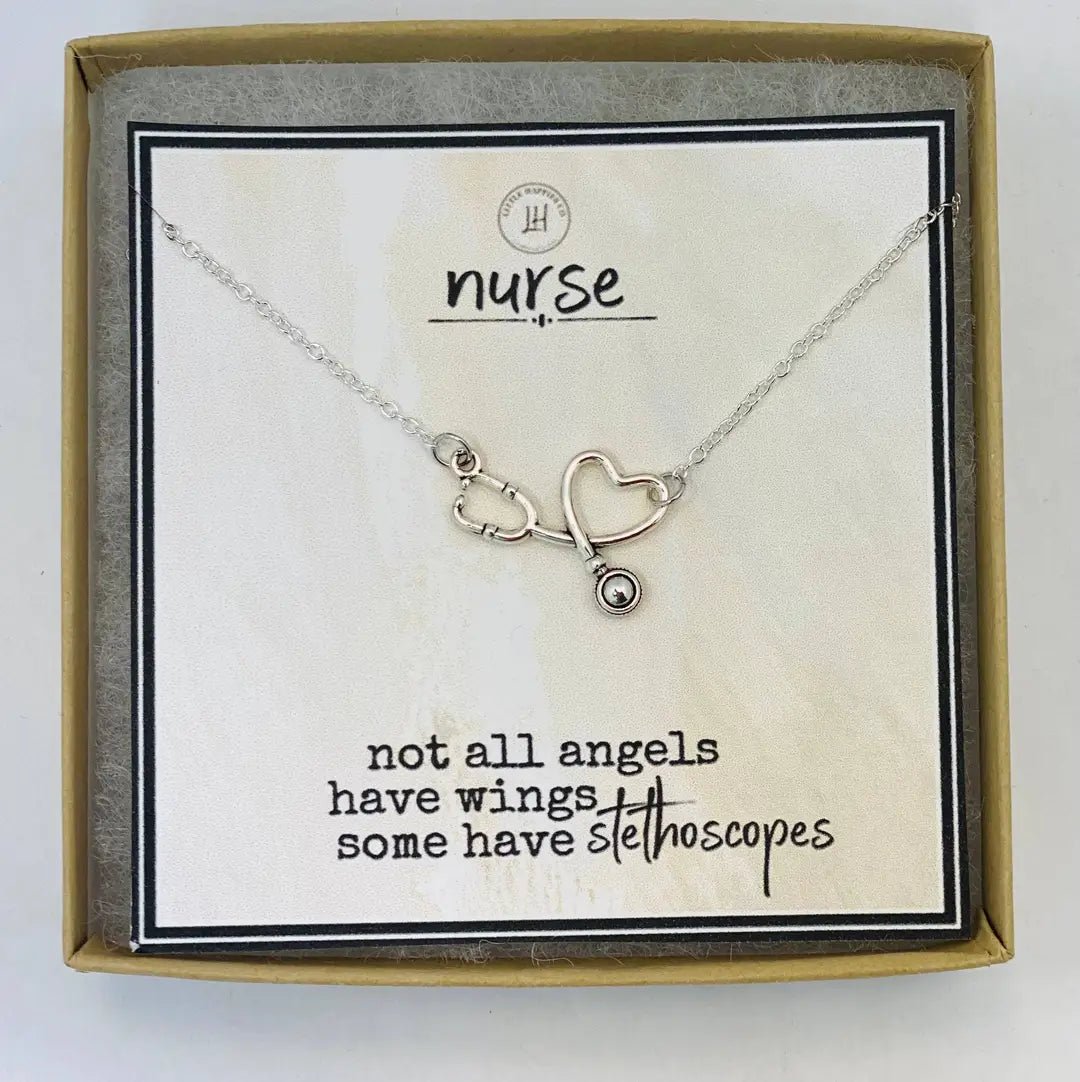 Stethoscope Necklace | Nurse Appreciation | Silver - Juli's Wearable Art