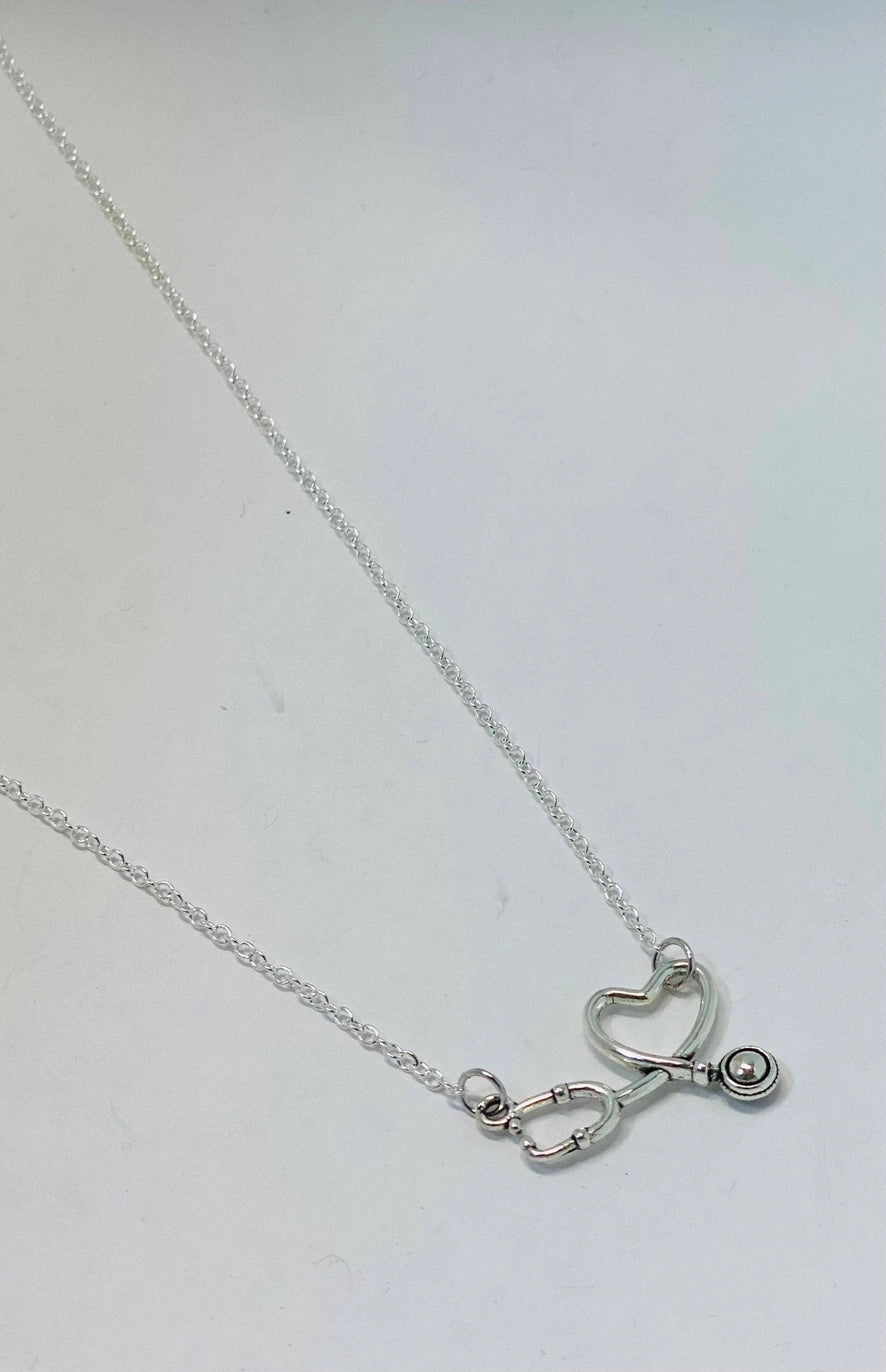 Stethoscope Necklace | Nurse Appreciation | Silver - Juli's Wearable Art