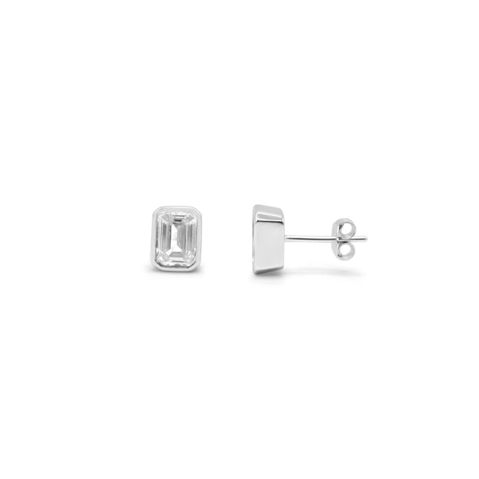 Stia Baguette Bezel Stud Earrings - Juli's Wearable Art