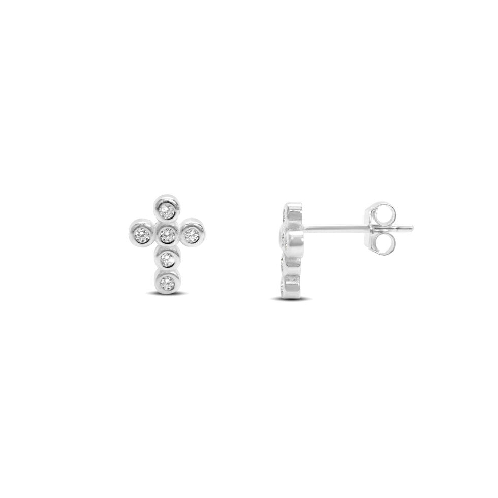 Stia Bezel Cross Stud Earrings - Juli's Wearable Art