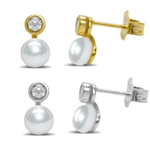 Stia "Classy Girls Wear Pearls" Pearl Bezel CZ Earrings - Juli's Wearable Art