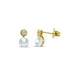 Stia "Classy Girls Wear Pearls" Pearl Bezel CZ Earrings - Juli's Wearable Art