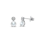 Stia "Classy Girls Wear Pearls" Pearl Bezel CZ Earrings - Juli's Wearable Art