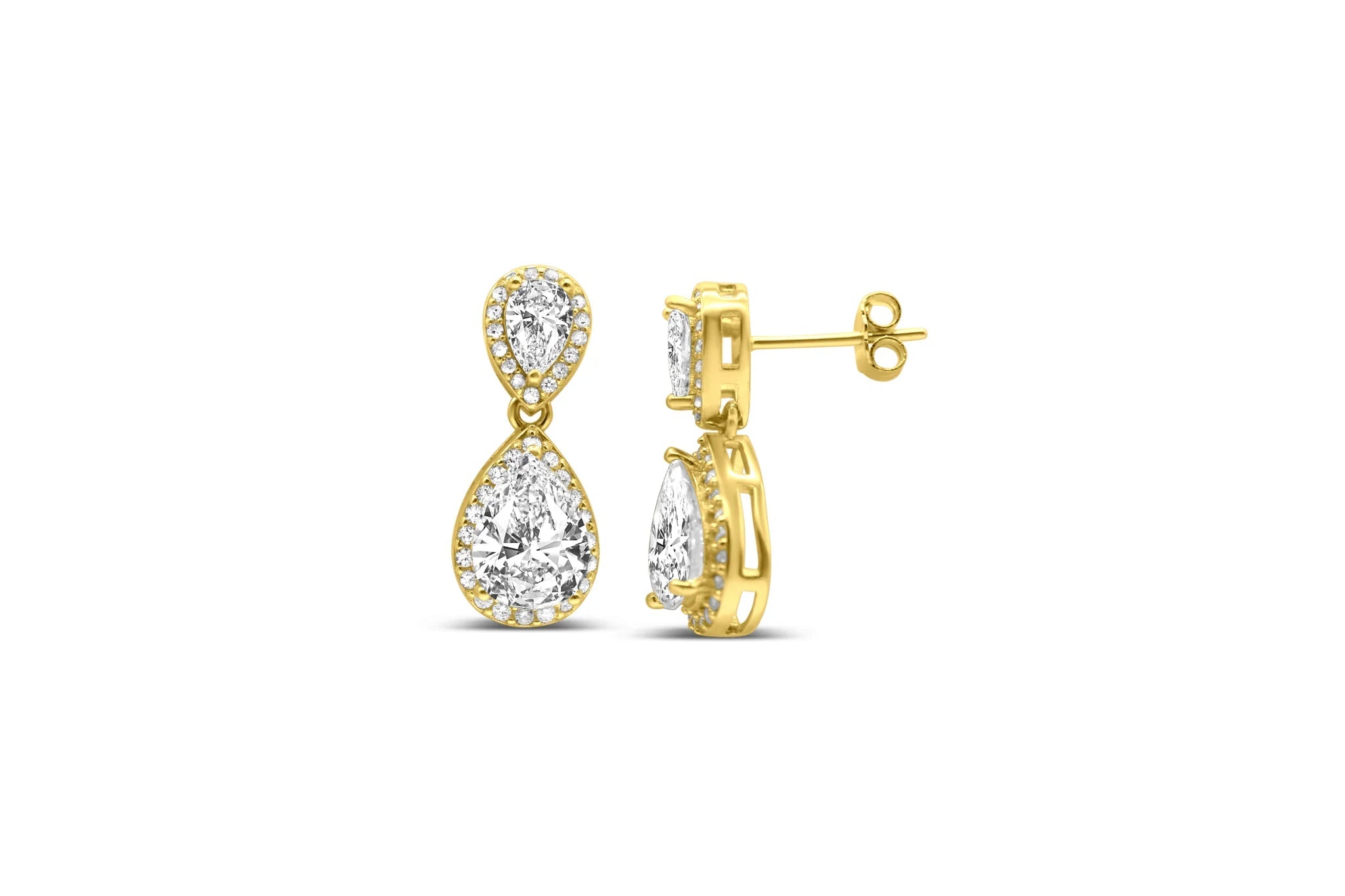 Stia Double Teardrop Halo Drop Earrings - Juli's Wearable Art