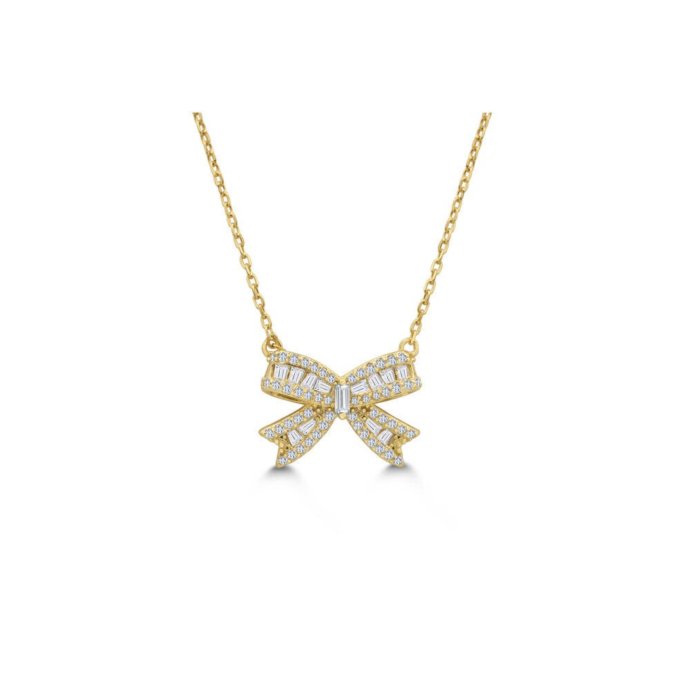 Stia Encrusted Crystal Bow Necklaces – Clear - Juli's Wearable Art