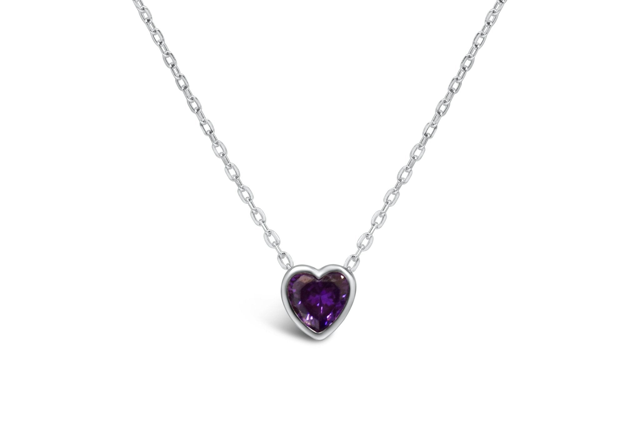Stia Girl - Bezel Heart Birthstone Necklaces - Juli's Wearable Art