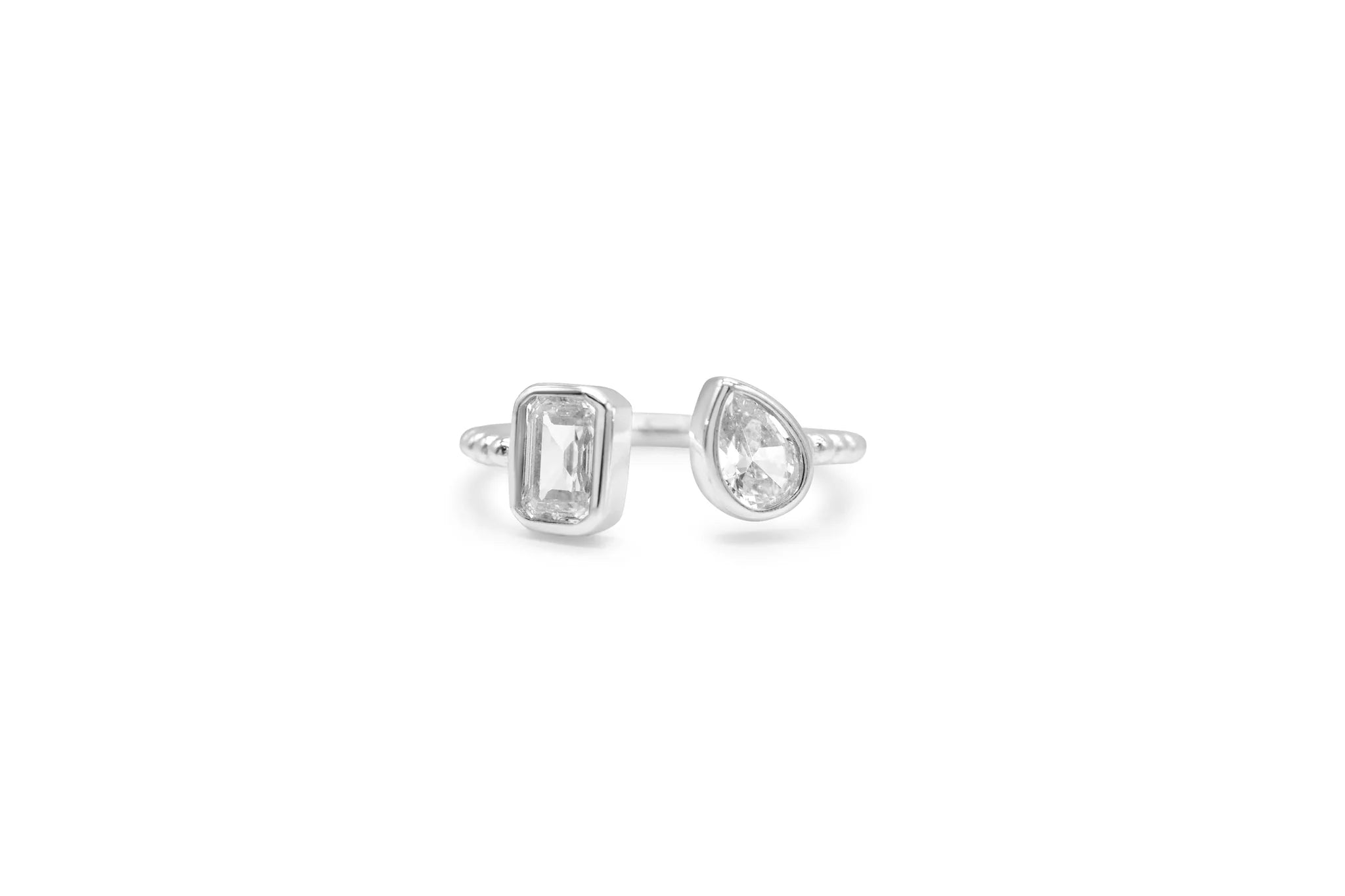 Stia IT FITS! Teardrop Baguette Open Cuff Droplet Rings - Juli's Wearable Art