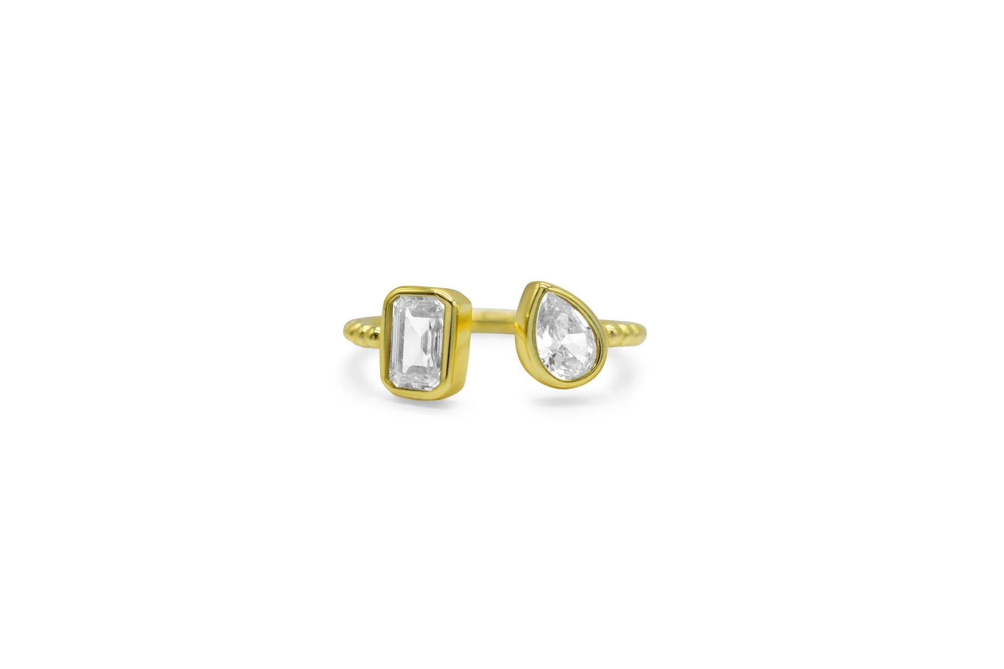 Stia IT FITS! Teardrop Baguette Open Cuff Droplet Rings - Juli's Wearable Art