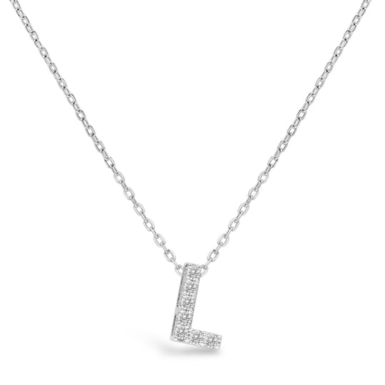 Stia Letter of Mine - Let it Shine Pave Initial Necklaces - Silver - Juli's Wearable Art