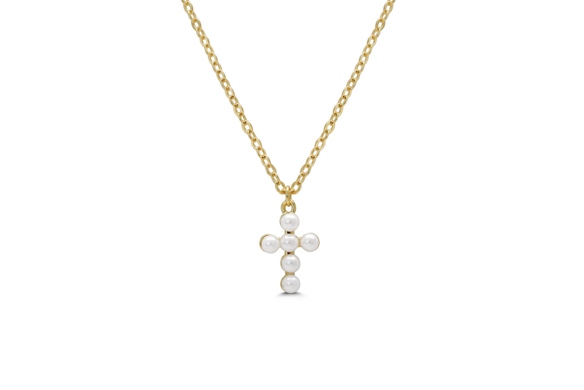 Stia Pearl Cross Necklaces