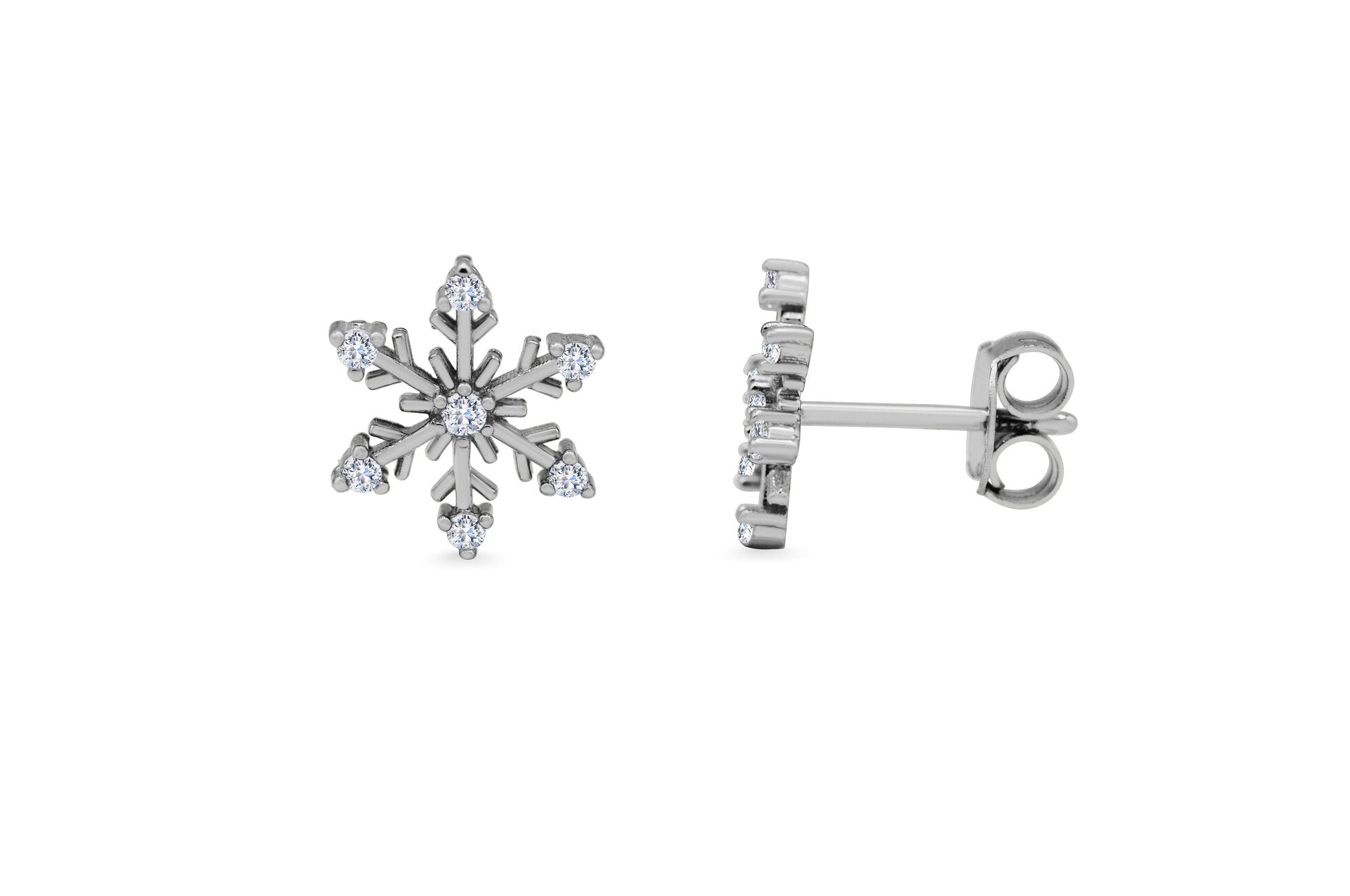 Stia Snowflake Pavé Stud Earrings – Gold or Silver - Juli's Wearable Art