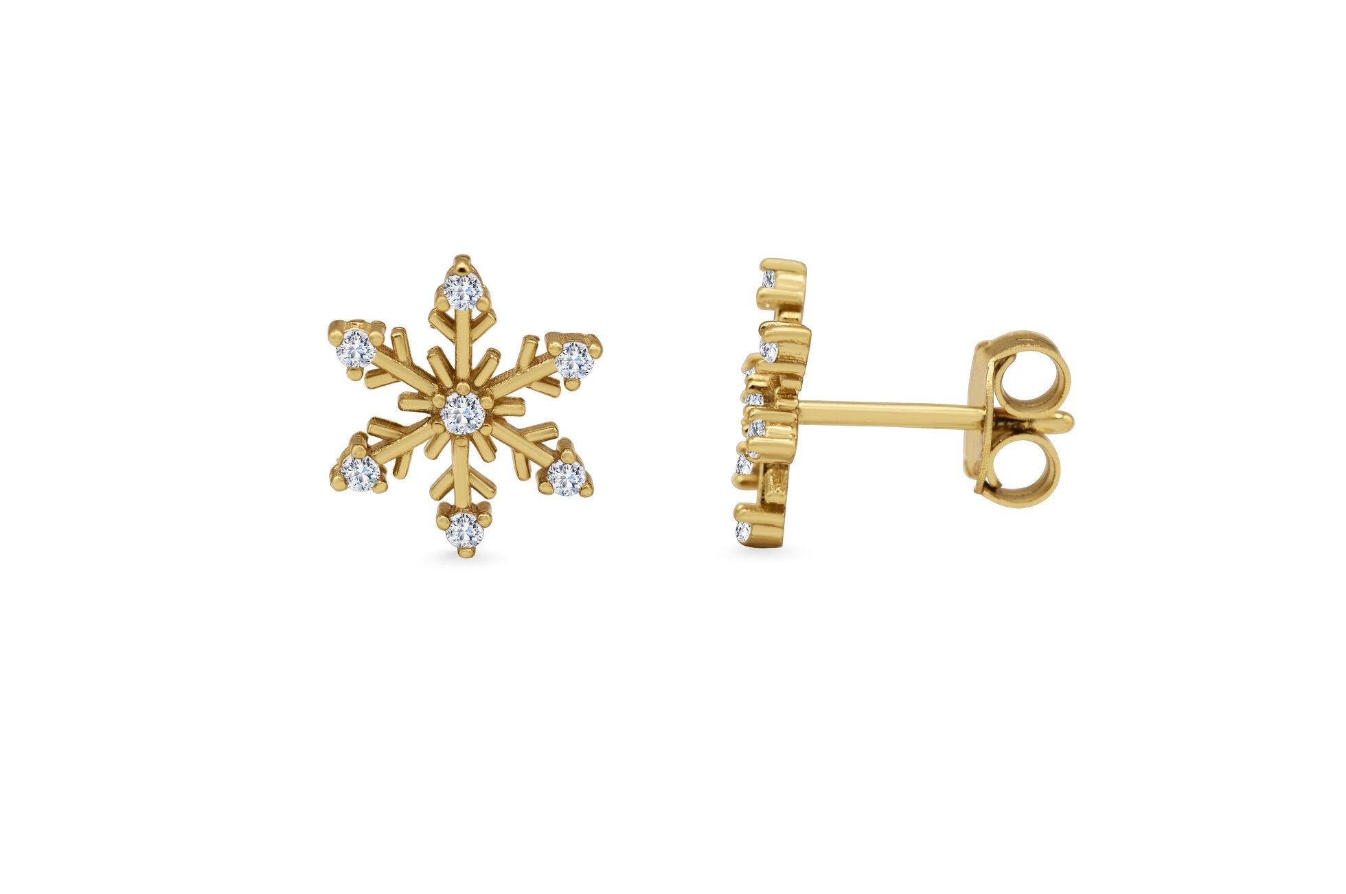 Stia Snowflake Pavé Stud Earrings – Gold or Silver - Juli's Wearable Art