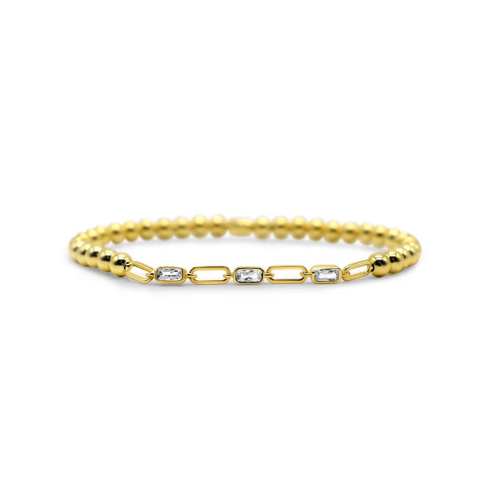 Stia Unchained - STRETCH WITH CHAIN - Clear CZ Baguette Bezel - Juli's Wearable Art