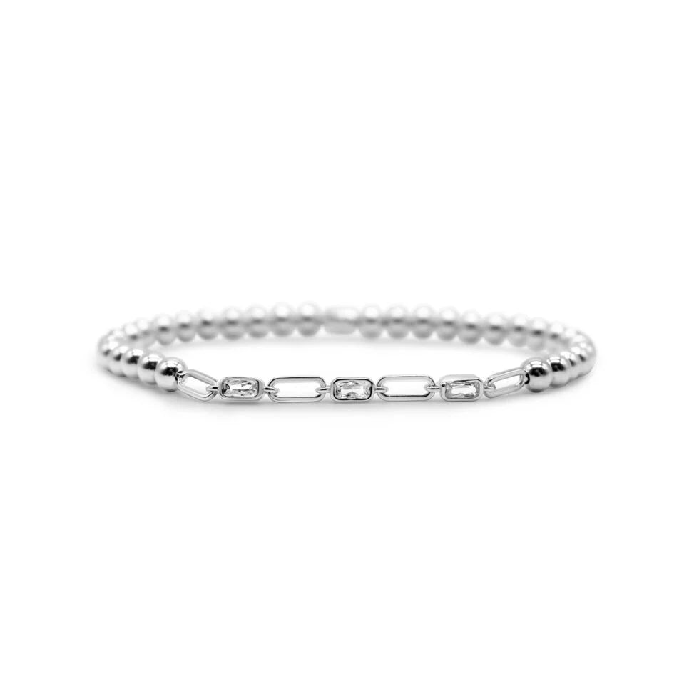 Stia Unchained - STRETCH WITH CHAIN - Clear CZ Baguette Bezel - Juli's Wearable Art