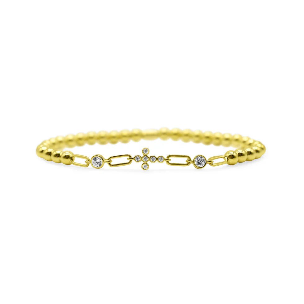 Stia Unchained - STRETCH WITH CHAIN - Clear CZ Bezel Cross - Juli's Wearable Art