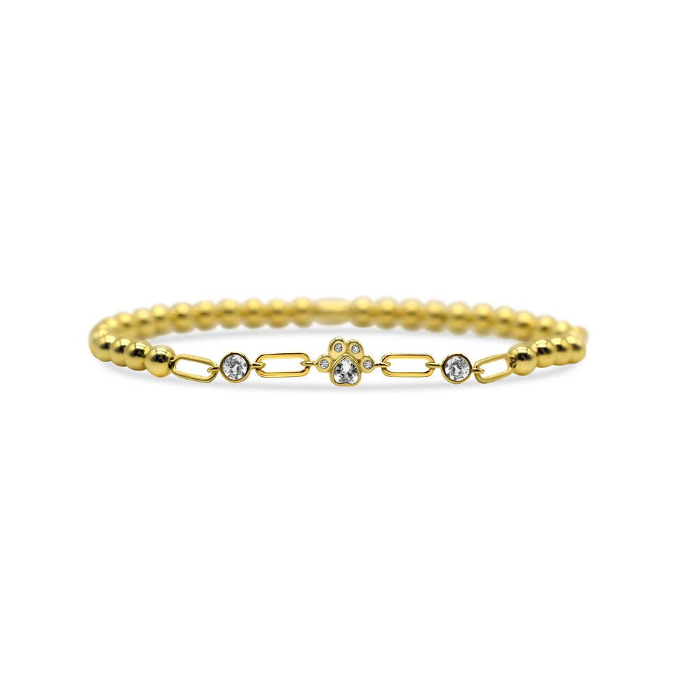 Stia Unchained - STRETCH WITH CHAIN - Clear CZ Dog Paw - Juli's Wearable Art