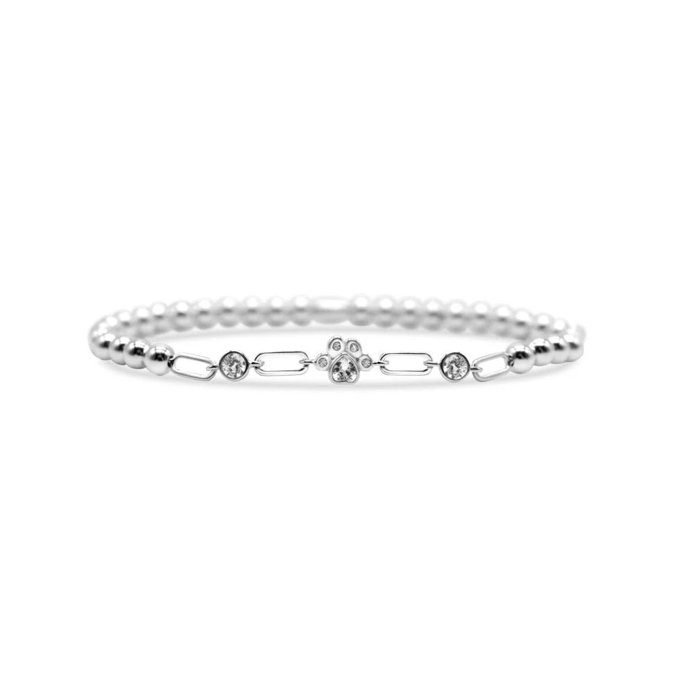 Stia Unchained - STRETCH WITH CHAIN - Clear CZ Dog Paw - Juli's Wearable Art