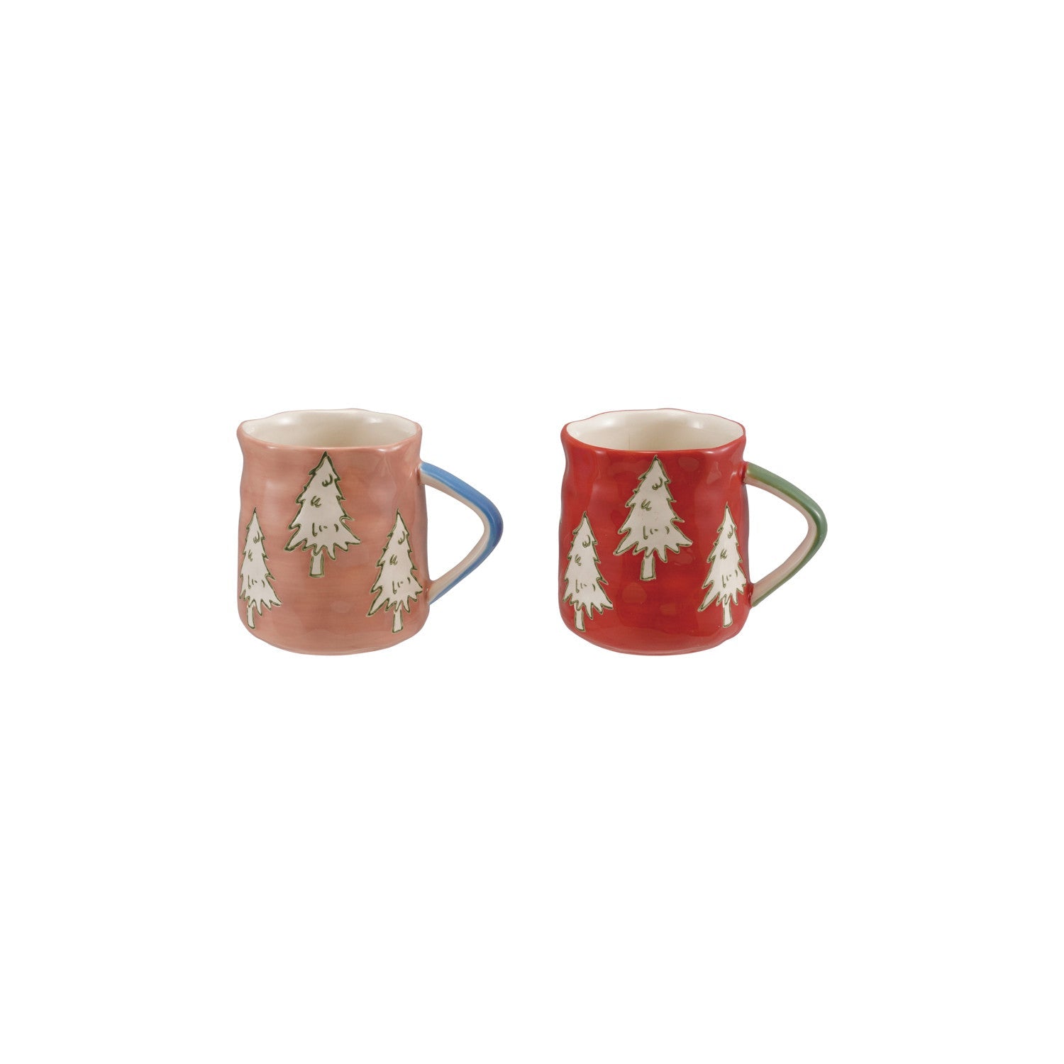 Stoneware Christmas Tree Mugs