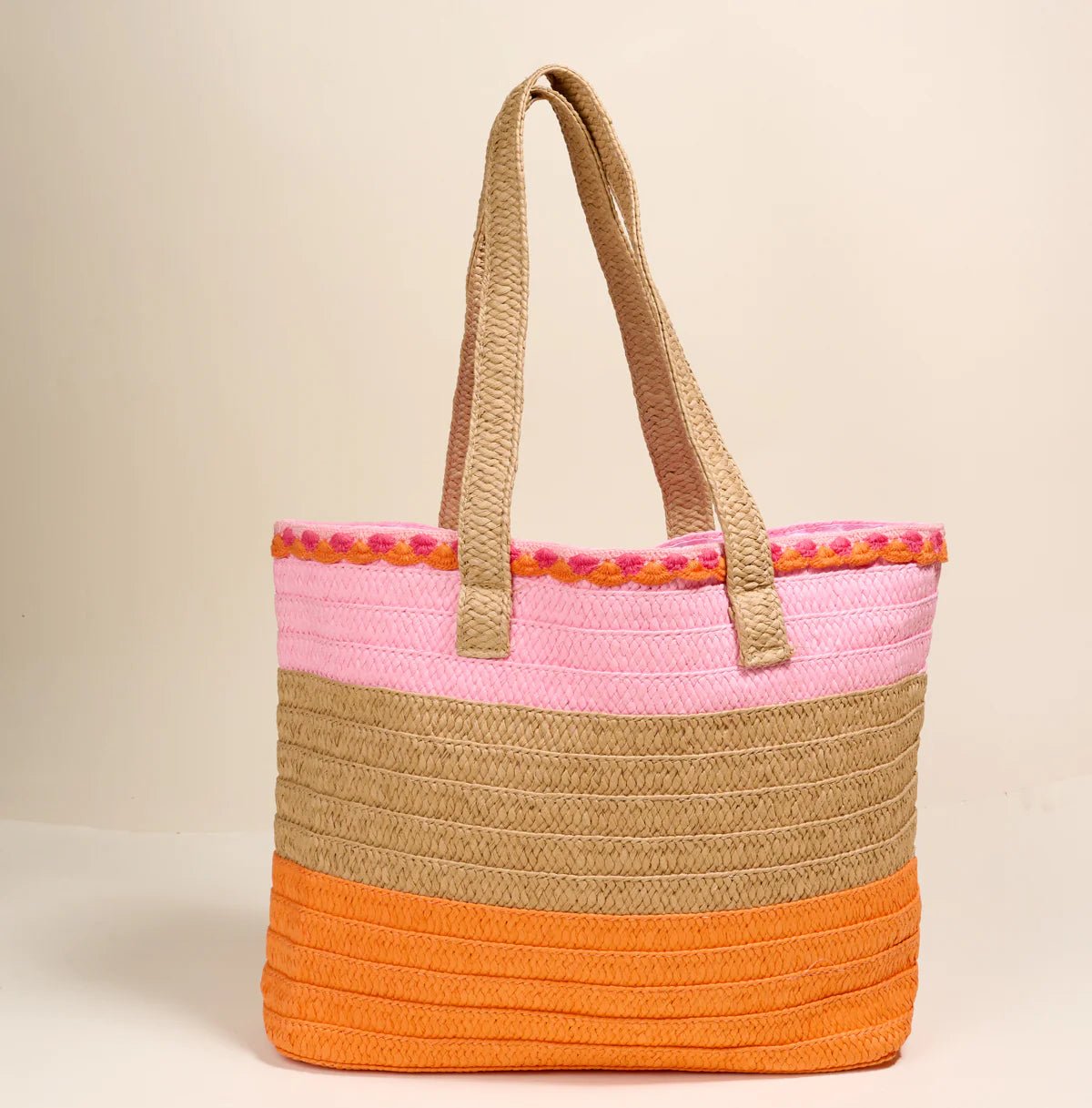 Straw & Sun Tote | Tropical Sunset