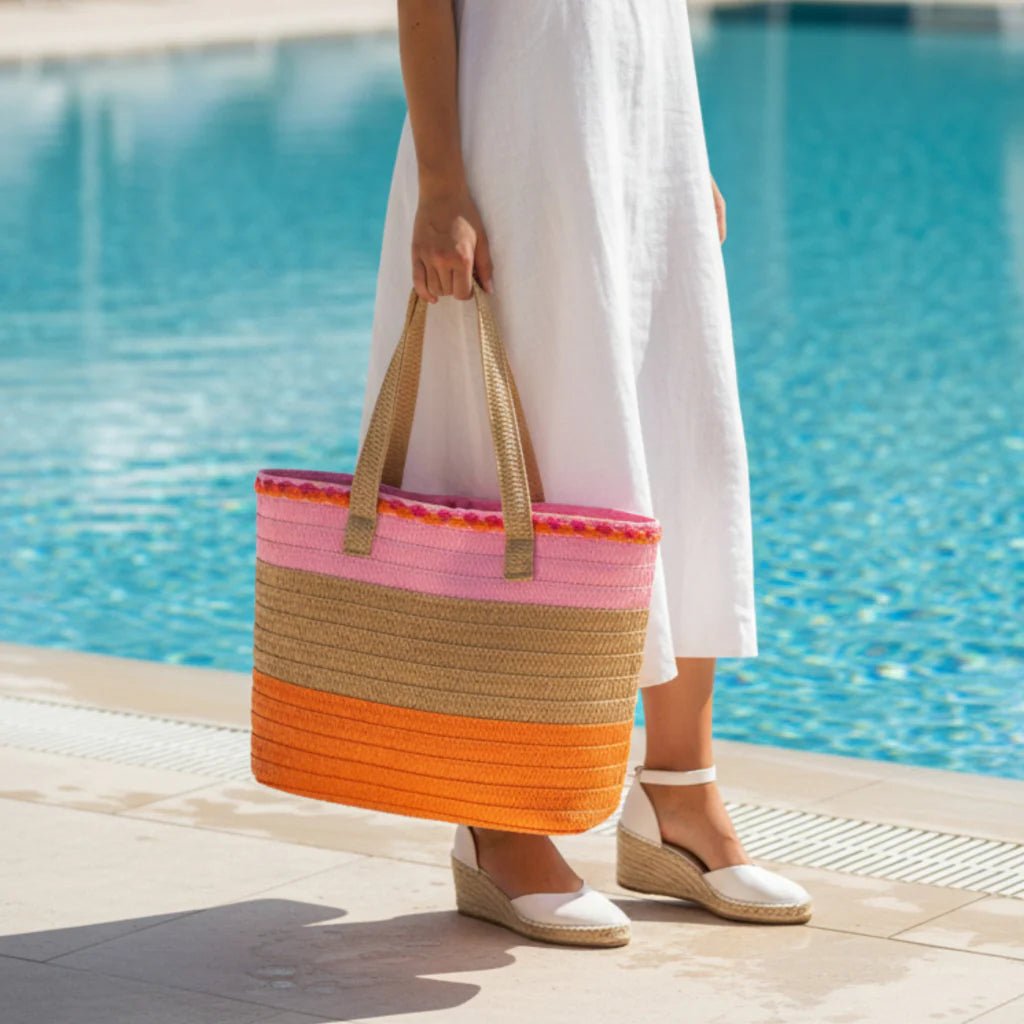 Straw & Sun Tote | Tropical Sunset