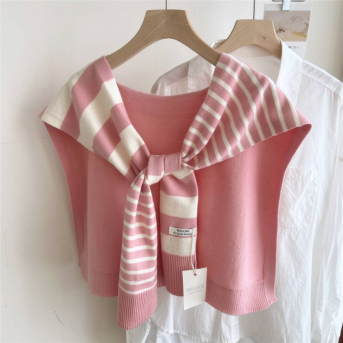 Striped Knit Shawl – Neck & Shoulder Wraps - Juli's Wearable Art