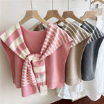 Striped Knit Shawl – Neck & Shoulder Wraps - Juli's Wearable Art
