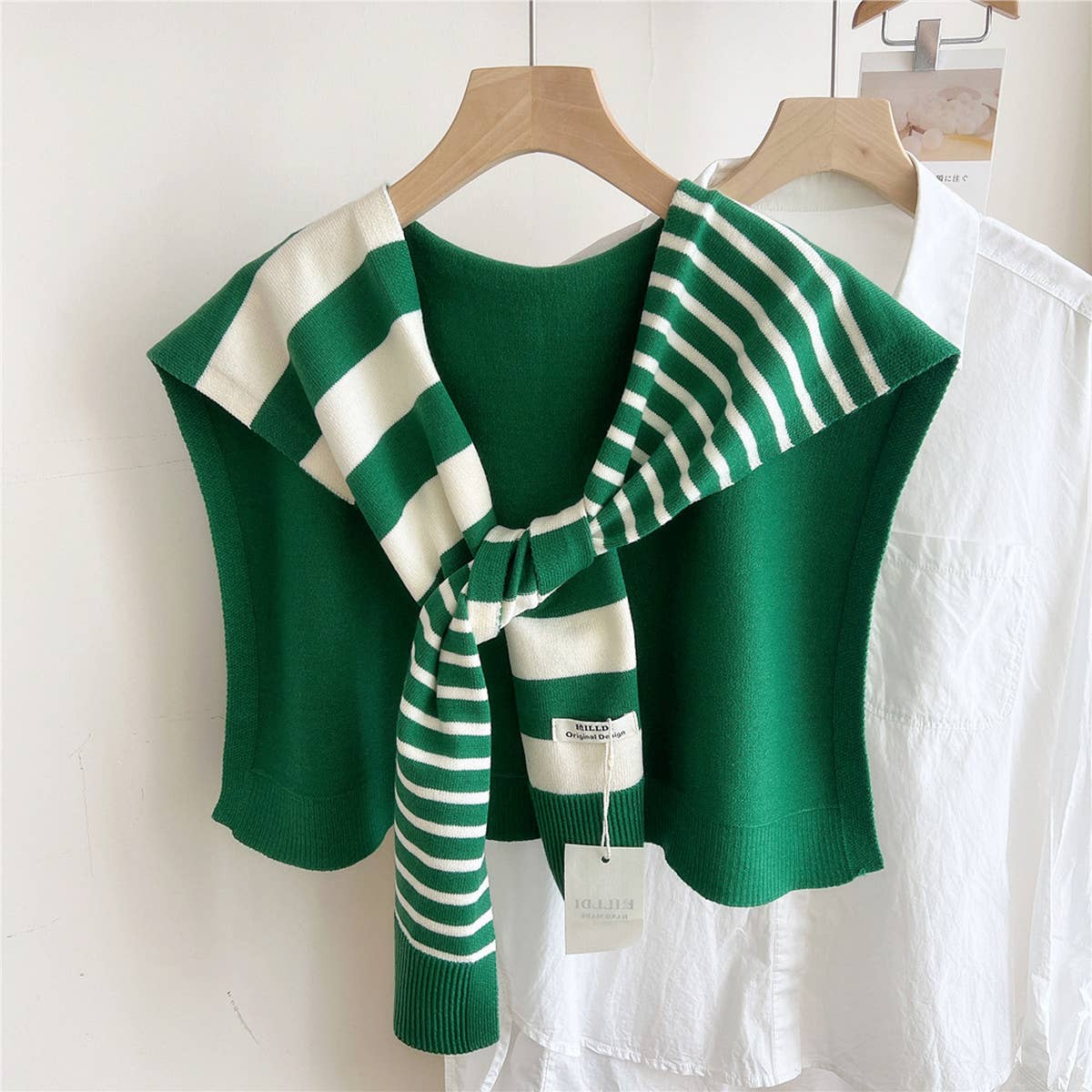 Striped Knit Shawl – Neck & Shoulder Wraps - Juli's Wearable Art