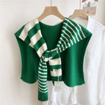Striped Knit Shawl – Neck & Shoulder Wraps - Juli's Wearable Art