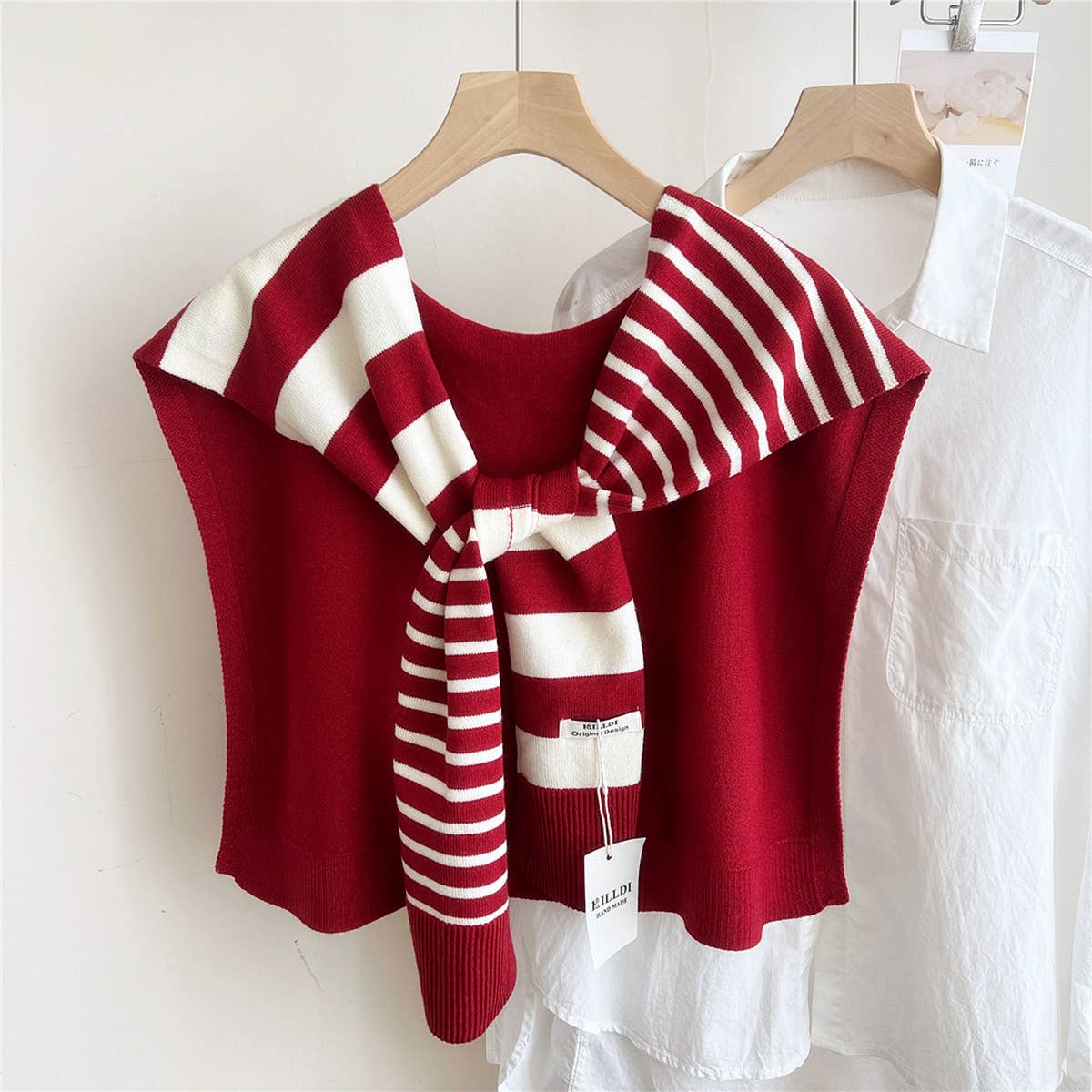 Striped Knit Shawl – Neck & Shoulder Wraps - Juli's Wearable Art