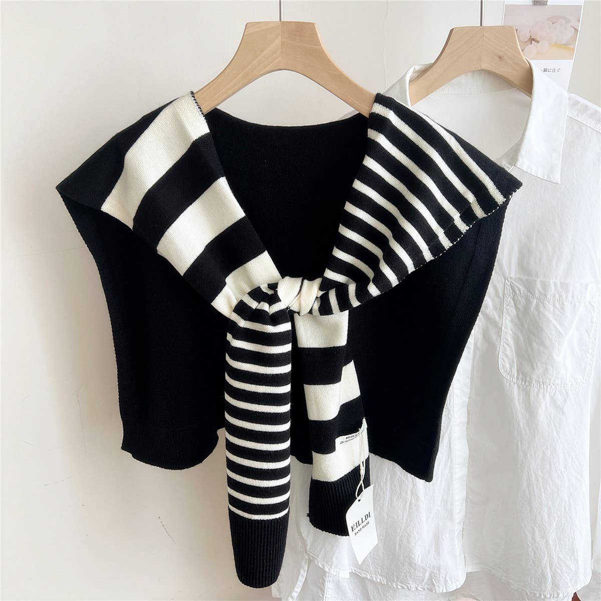 Striped Knit Shawl – Neck & Shoulder Wraps - Juli's Wearable Art