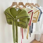 Striped Knitted Knotted Shawls – Casual & Cozy - Juli's Wearable Art
